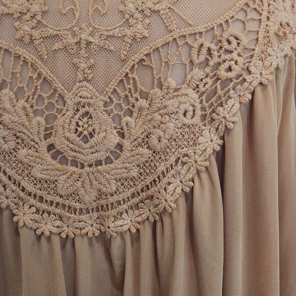 Ultra Pink Mustard Long Sleeve Crochet Tunic Long Sleeve Blouse Size XL - Picture 6 of 13